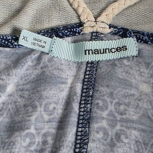 Maurices Navy Boho Print Crochet Trim Tank Top Size XL - Picture 6 of 7